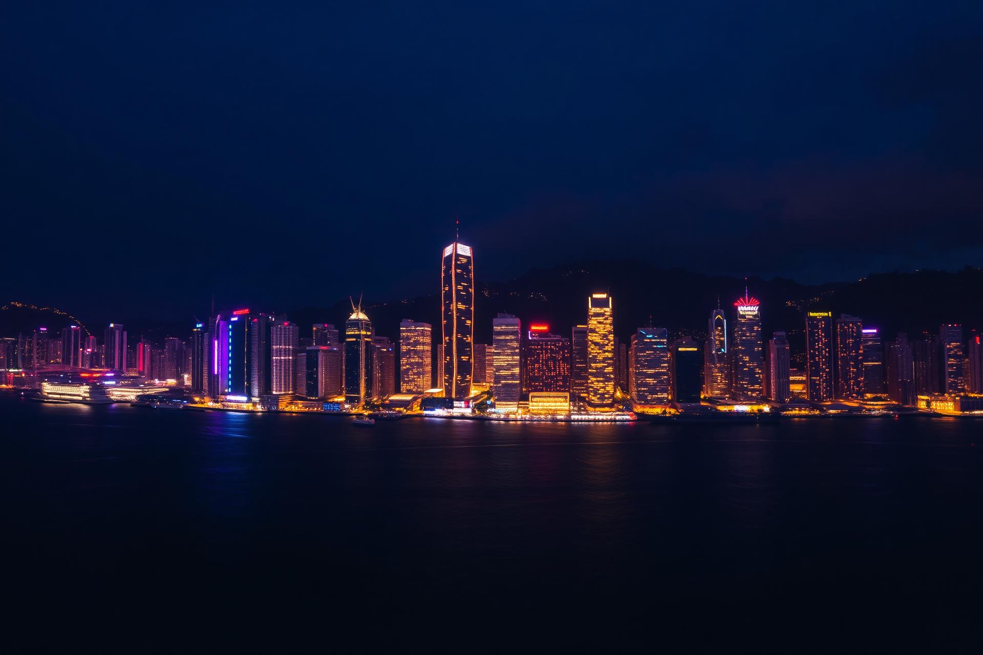 Hong Kong harbour at twilight